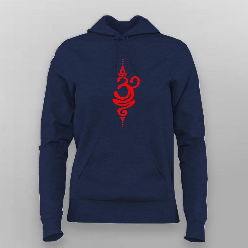 Om Flame Hoodie for Women – Red Sacred Sanskrit Design