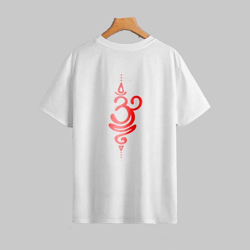 Om Flame T-Shirt for Men – Red Sacred Sanskrit Design