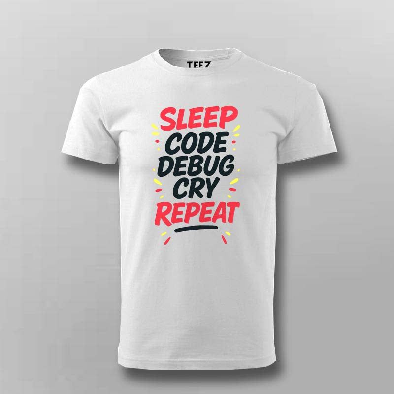 Sleep Code Debug Cry Repeat T-Shirt For Men – Dev Cycle Essentials