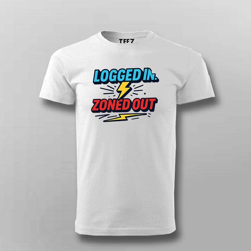 Logged In Zoned Out T-Shirt for Men – Funny Work-From-Home Mode