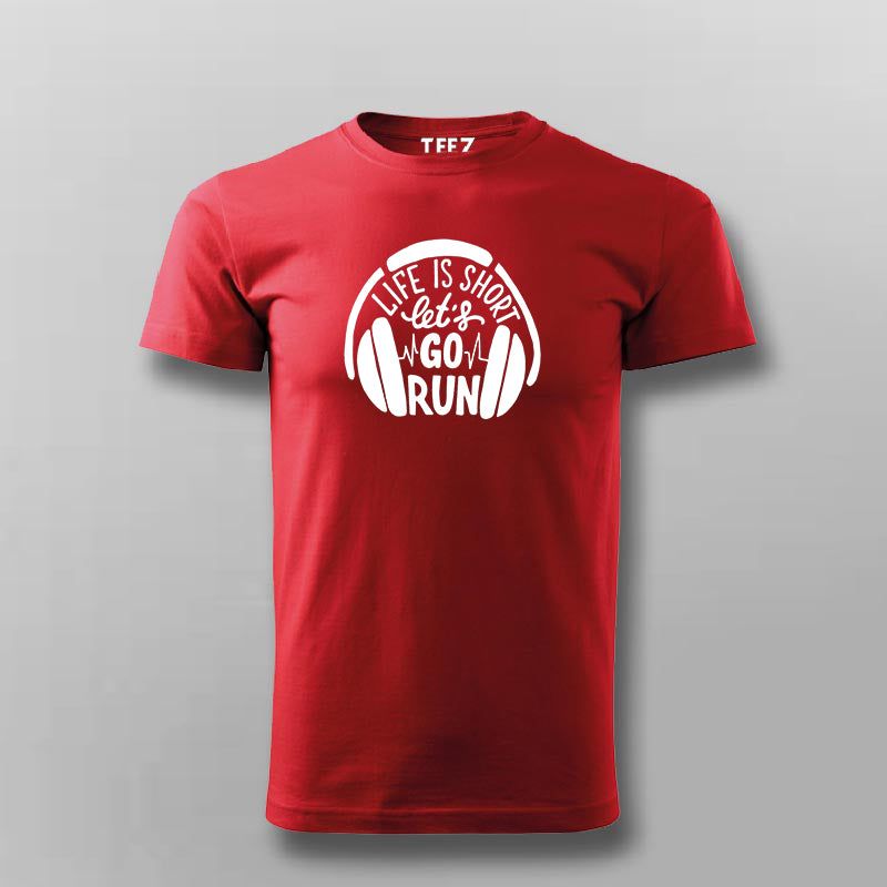 Let's Go Run With Headphones T-shirt For Men