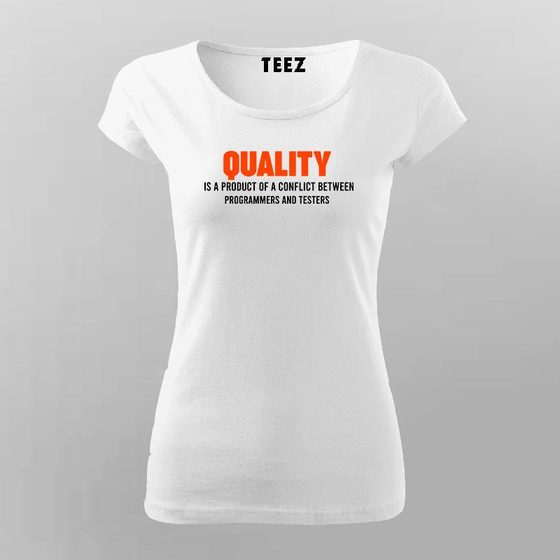 Quality Conflict Women Tee - Programmers vs. Testers by Teez