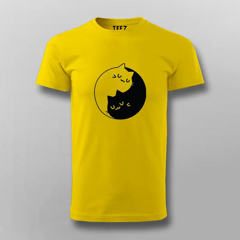 Cat Yin Yang T-shirt For Men