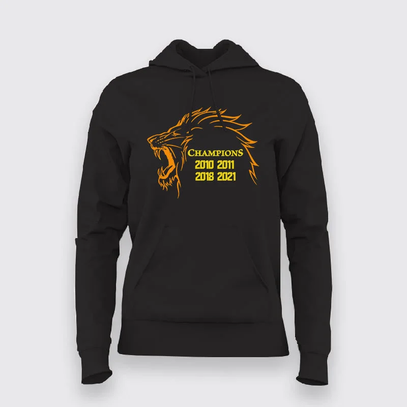 CHENNAI SUPER KINGS CHAMPIONS Cricket Lover Hoodies For Women