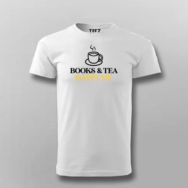 BOOKS AND TEA HAPPY ME Funny T-shirt For Men