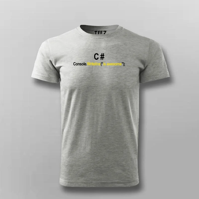 C# Console.writeline("Awesome") Funny Programmer T-shirt For Men
