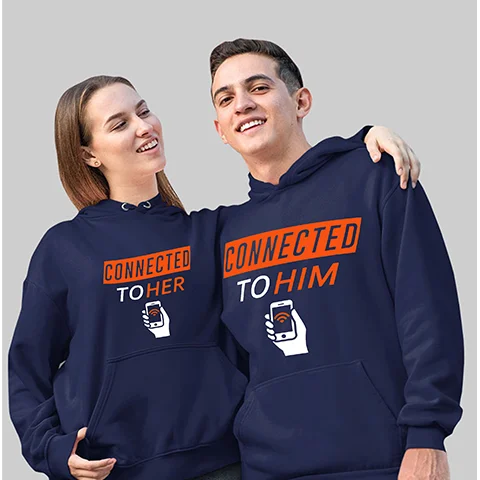 Connected To Him Connected To Her Couple Hoodies