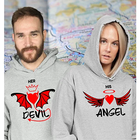 Devil and Angel Couple Hoodies