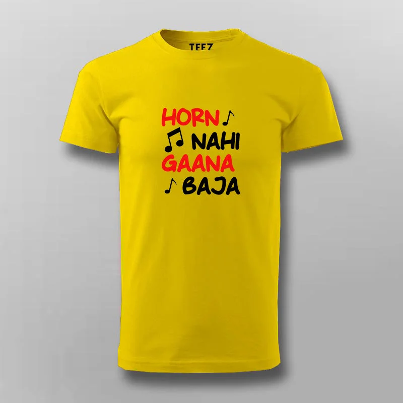 HORN NAI GAANA BAJA Hindi Funny T-shirt For Men