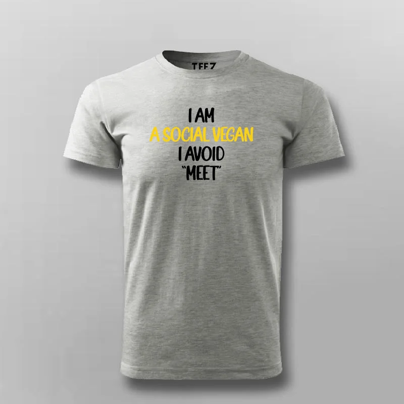 I Am A Social Vegan I Avoid Meet Funny T-shirt For Men