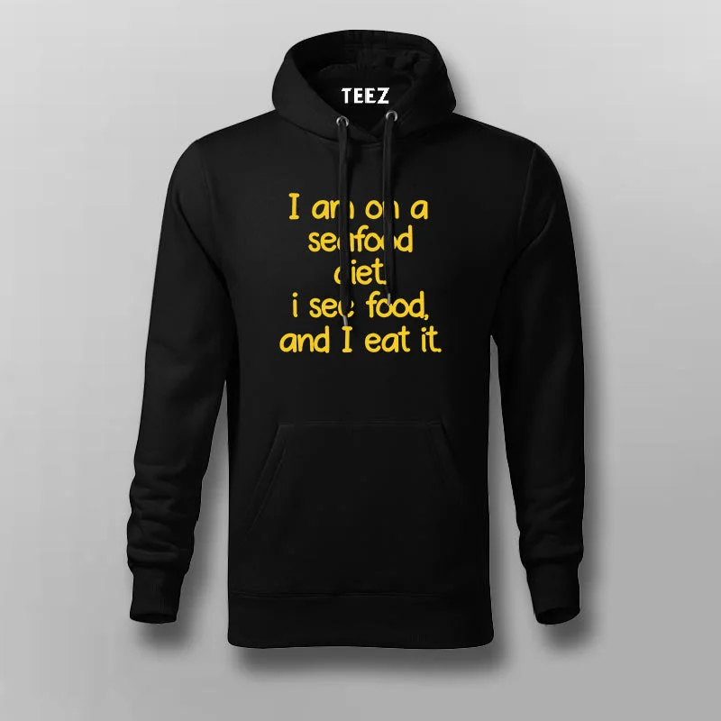 Seafood Diet Joke Cotton Hoodie for Men