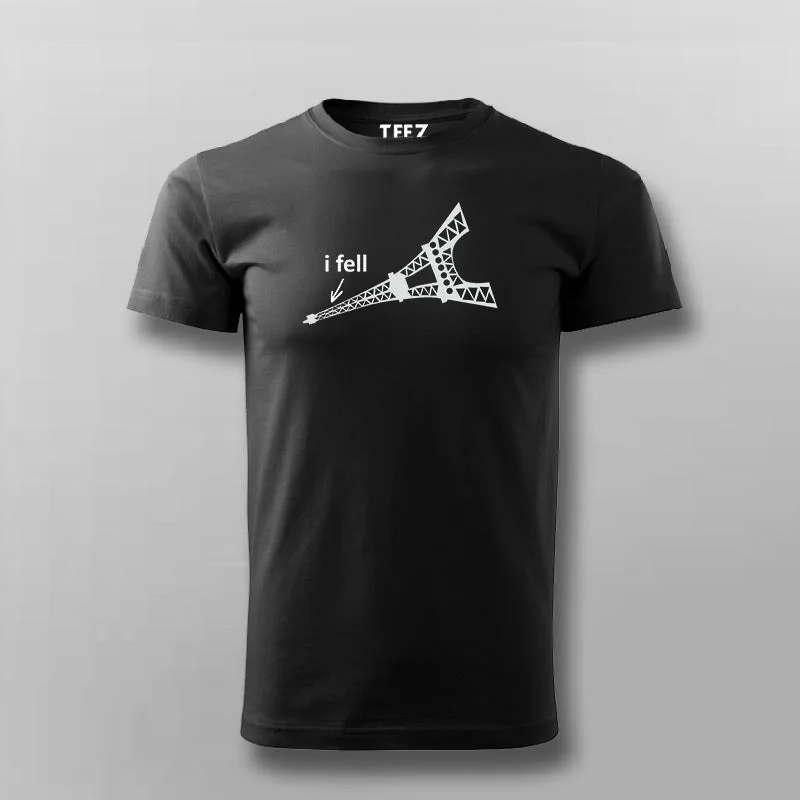 I Fell, Collapsed funny Eiffel Tower T-shirt For Men
