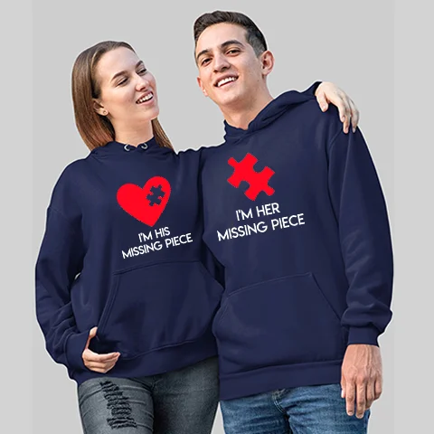 The Missing Piece Heart Couple Hoodies