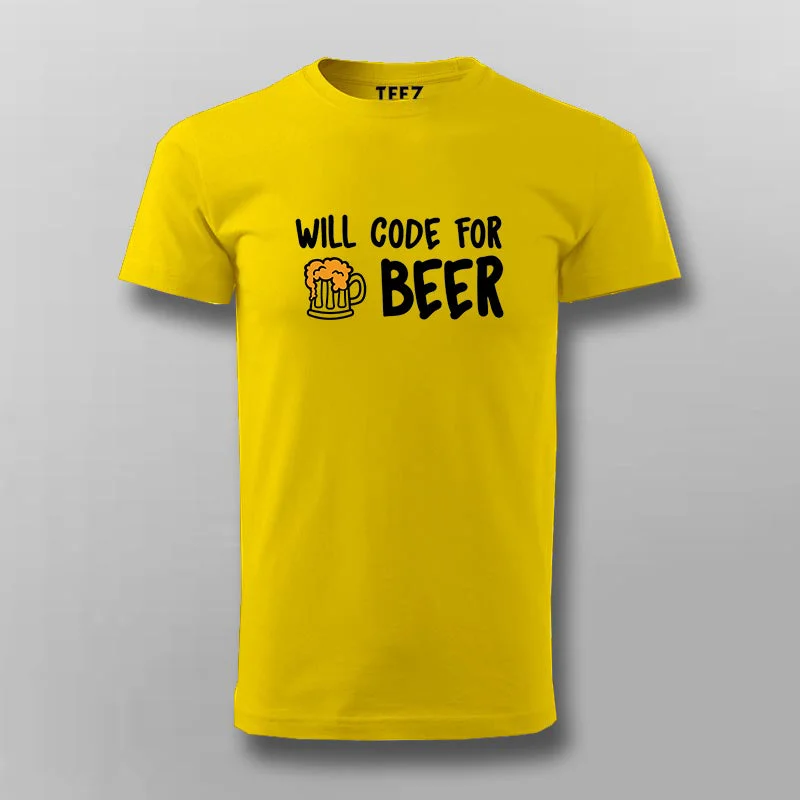 Will Code For Beer Funny T-shirt For Men