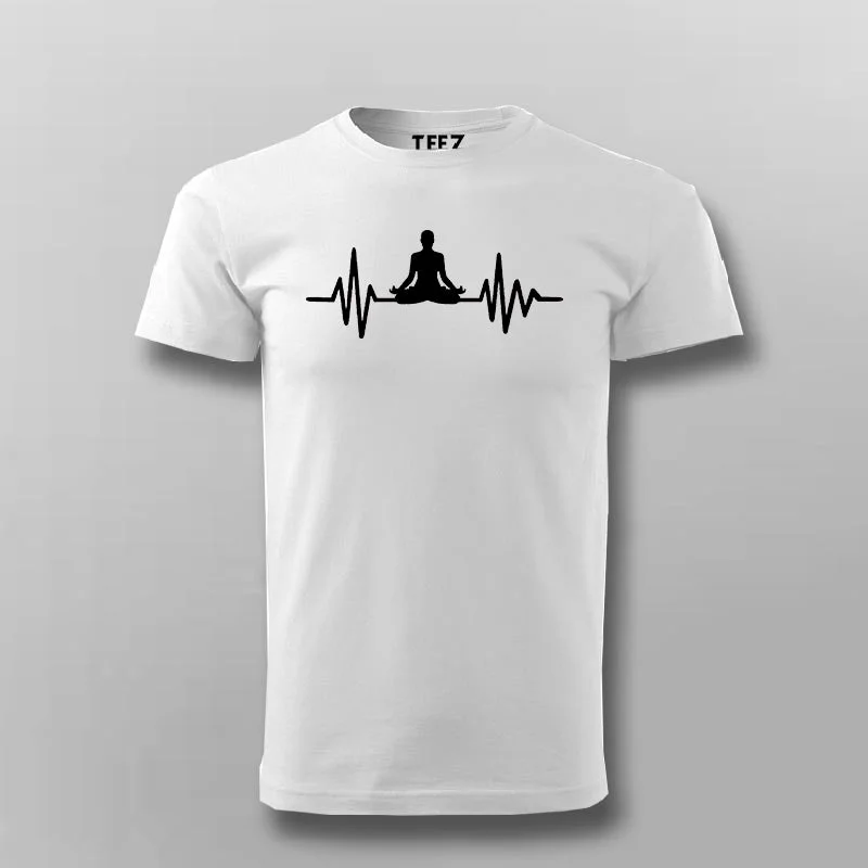 Yoga Heartbeat Cotton Tee for Yoga Enthusiasts