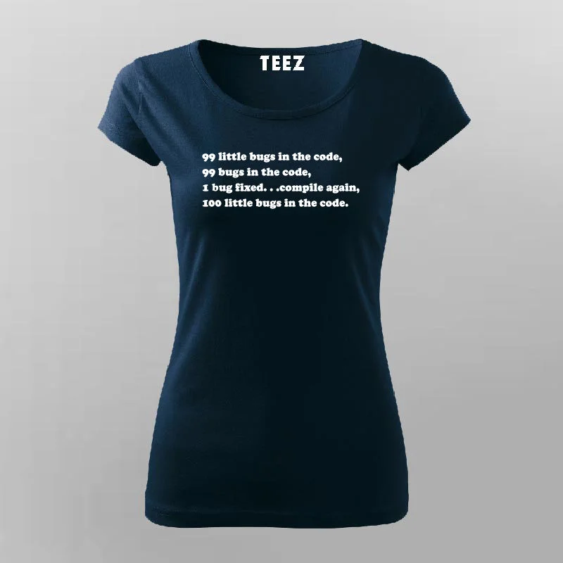 99 Little Bugs In The Code Funny Programming Joke T-Shirt For Women