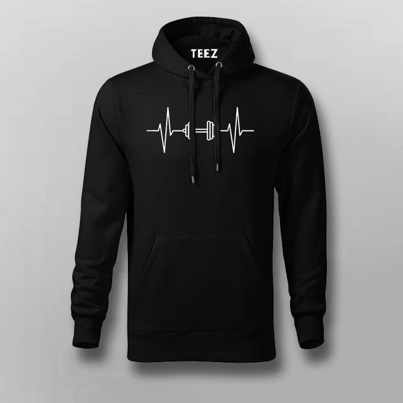 Dumbbell Heartbeat Hoodies For Men