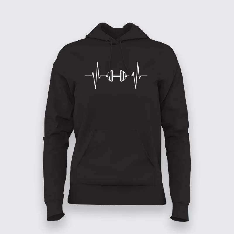 Dumbbell Heartbeat Hoodies For Women