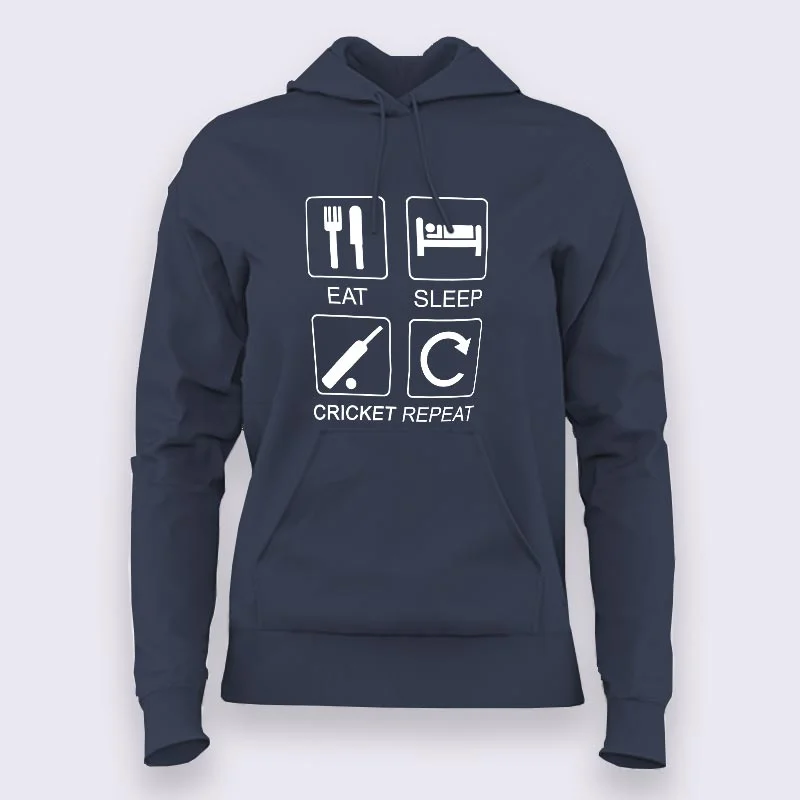 Eat Sleep Cricket Repeat Hoodies For Women