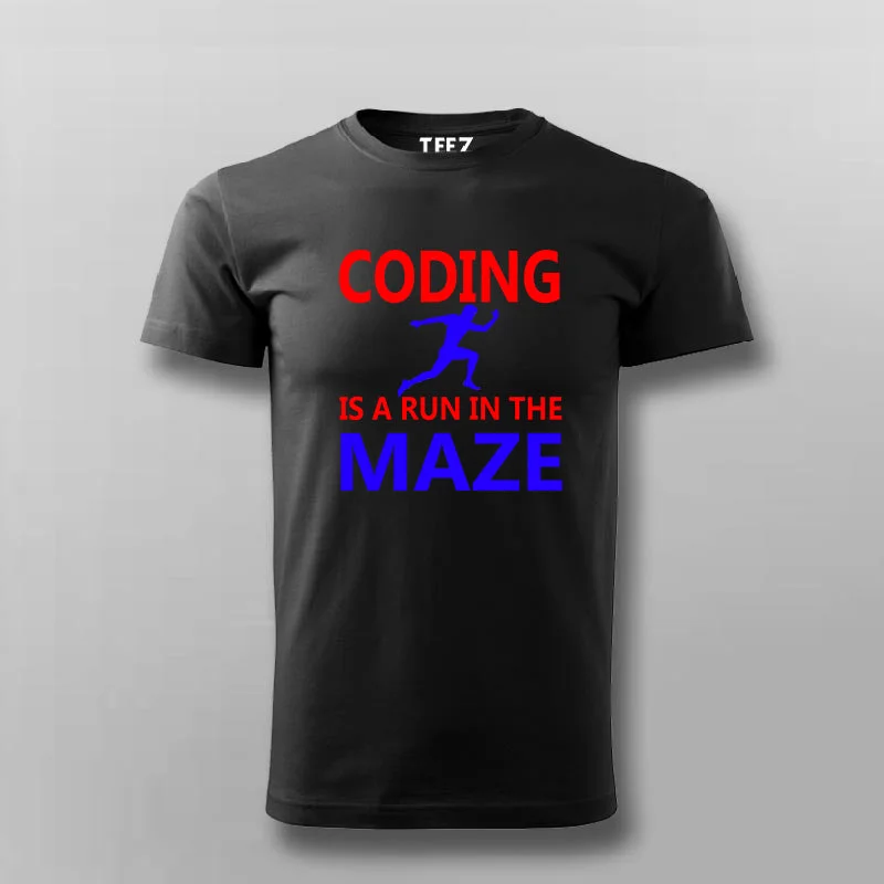 Coding is A Run in The Maze Funny Coding T-Shirt For Men