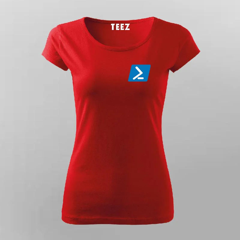 Powershell framework programming IT chest logo t shirt for Women
