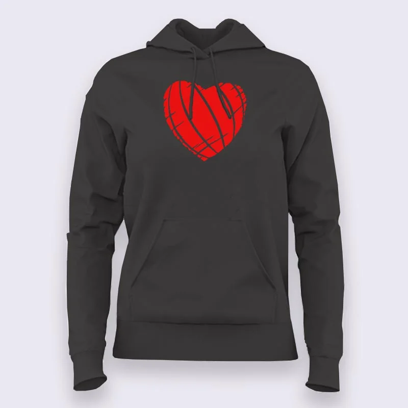 Ripped Heart Hoodies For Women