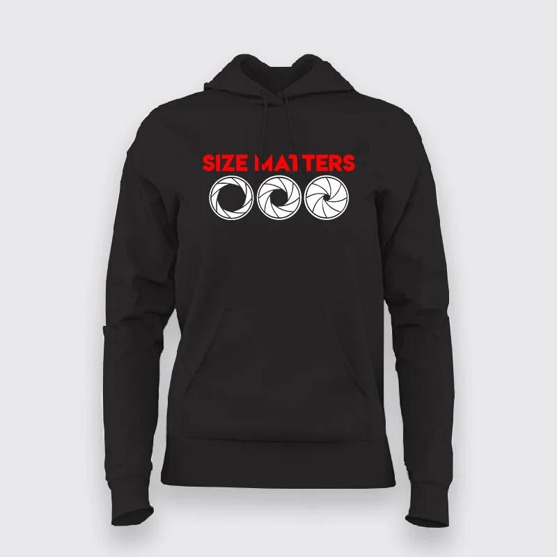 Lens Size Matters: Bold Women's Photographer Hoodie