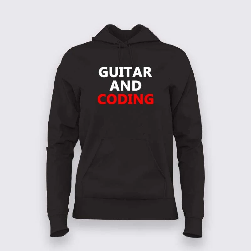Playing guitar and coding hoodie For Women