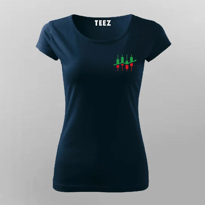 Candlestick Share Market Logo T-shirt For Women