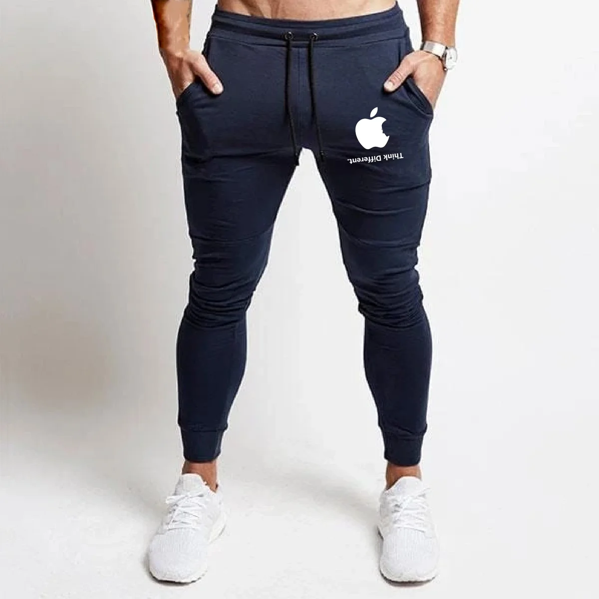 Apple Think Different Casual Joggers With Zip For Men