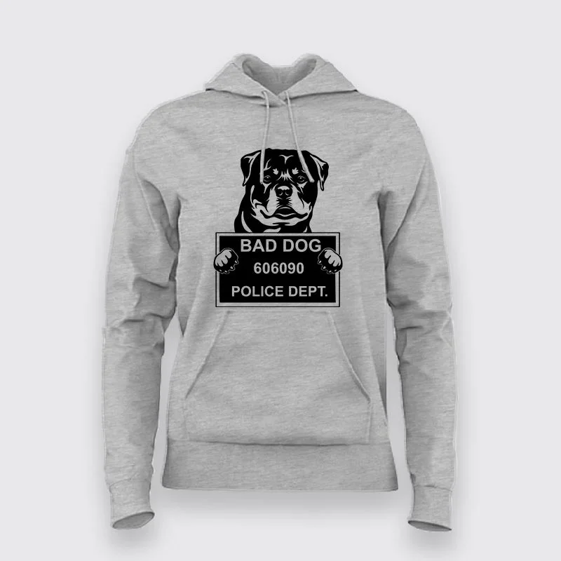 Bad Criminal Rottweiler Dog Police Station Mugshot Hoodies For Women
