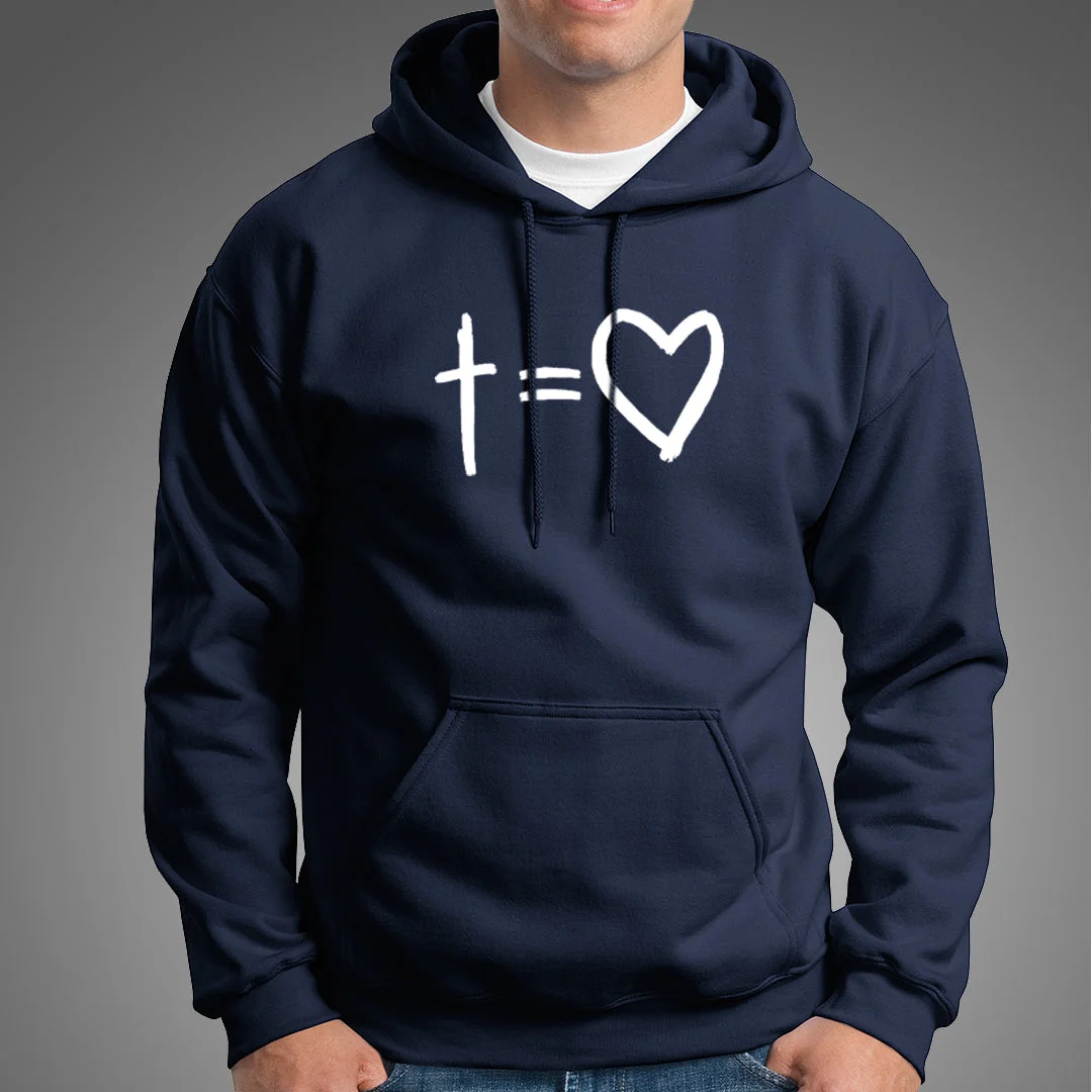 Cross Equals Love Christian Hoodies For Men
