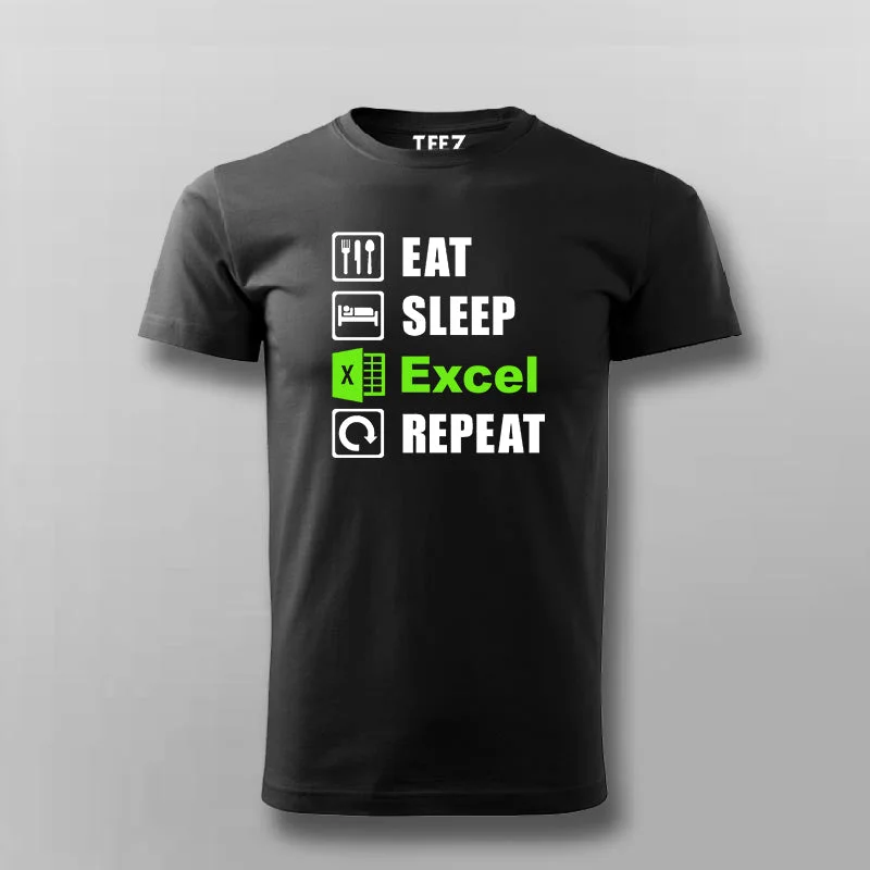 Eat Sleep Excel Repeat Accountant Humour T-Shirt For Men