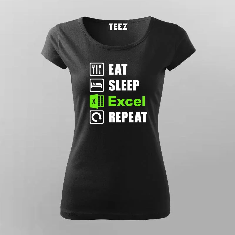 Eat Sleep Excel Repeat Accountant Humour T-Shirt For Women
