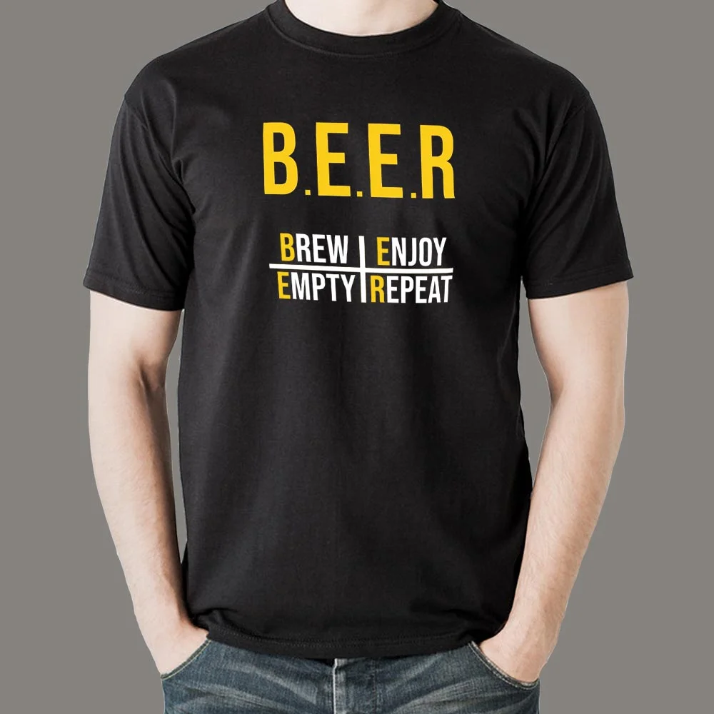 Brew Enjoy Empty Repeat Funny Beer T-Shirt For Men