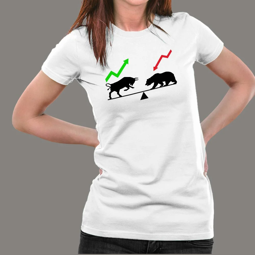 Bear And Bull Market T-Shirt For Women