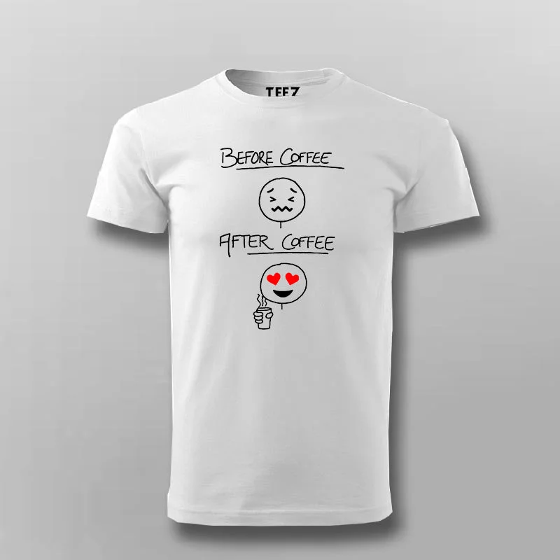 Before Coffee After Coffee Meme T-Shirt For Men