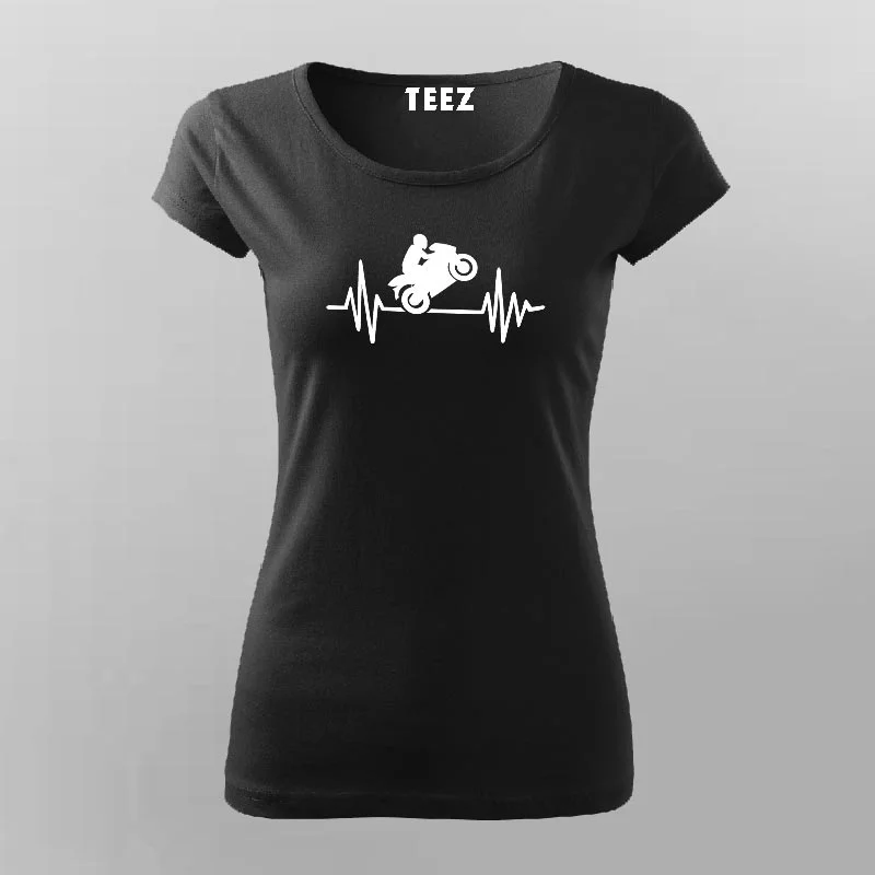 Biker Heartbeat T-Shirt For Women
