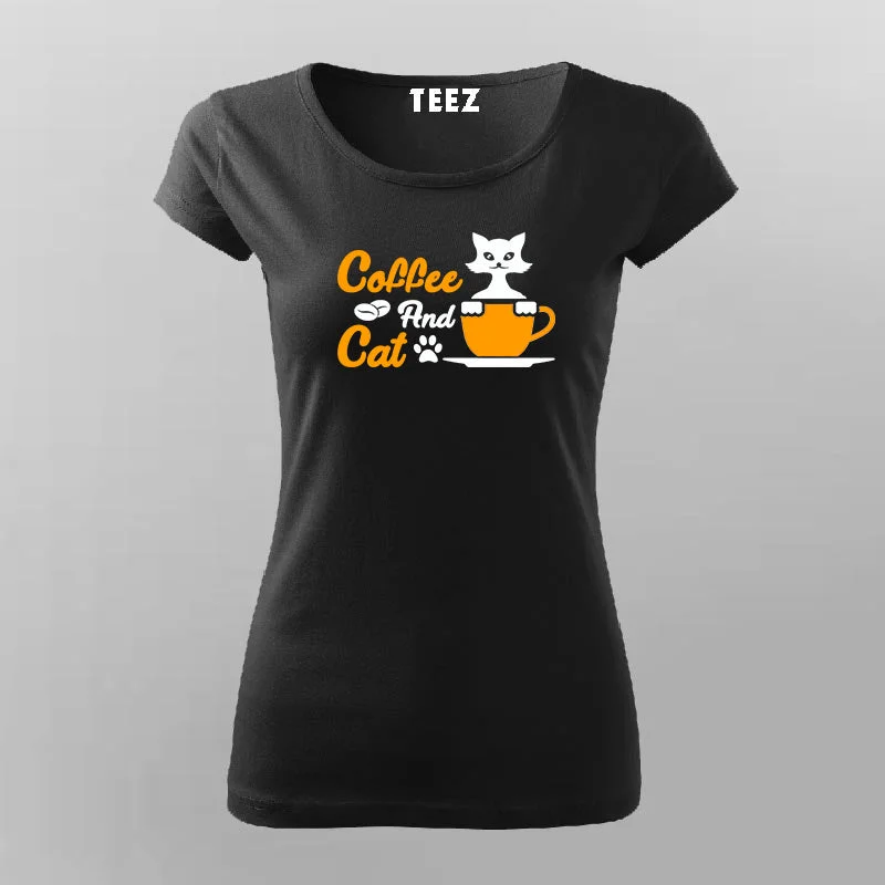 Coffee And Cat T-Shirt For Women