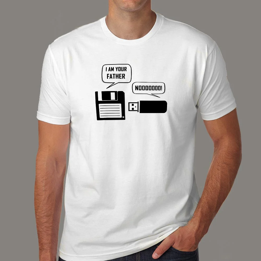 Retro Tech - 'Floppy Disk and USB' Men's Nostalgic T-Shirt