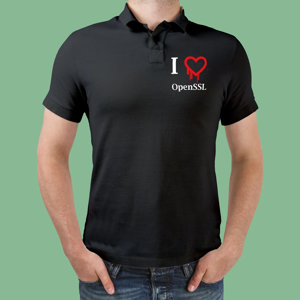 I Love/Heartbleed OpenSSL Polo T-Shirt For Men