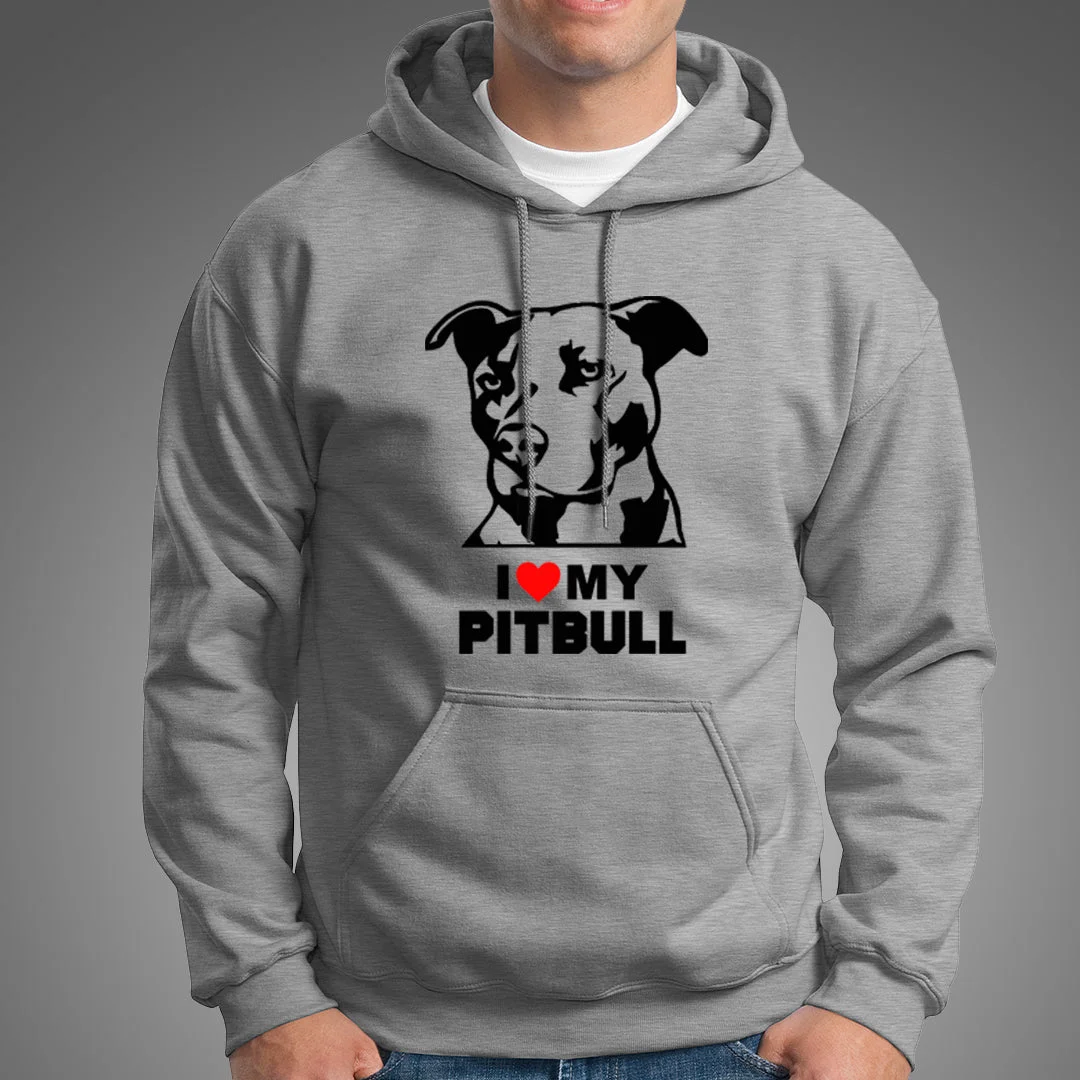 I Love Pitbull Hoodies For Men