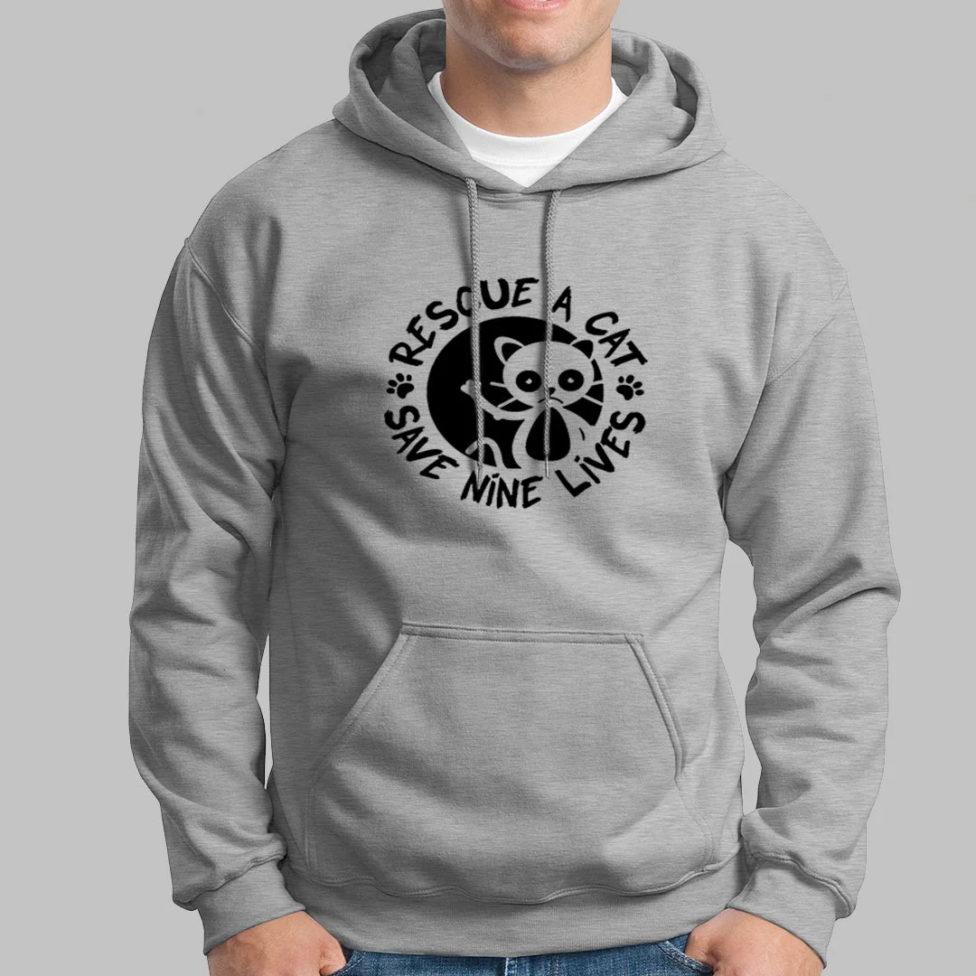 Rescue A Cat Save Nine Lives Hoodies For Men