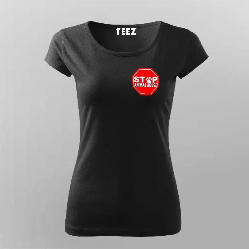 Stop Animal Abuse T-Shirt For Women