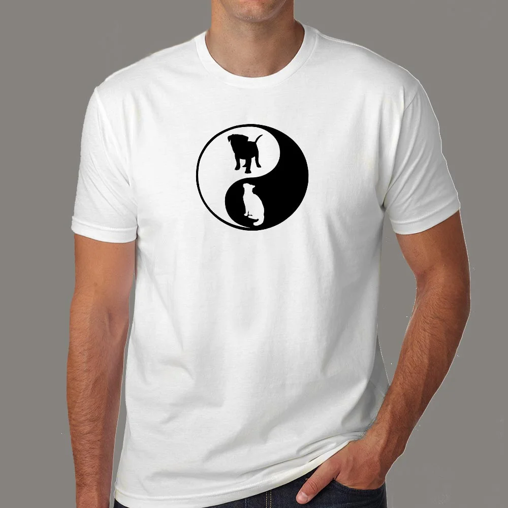 Yin Yang Dog And Cat T-Shirt For Men
