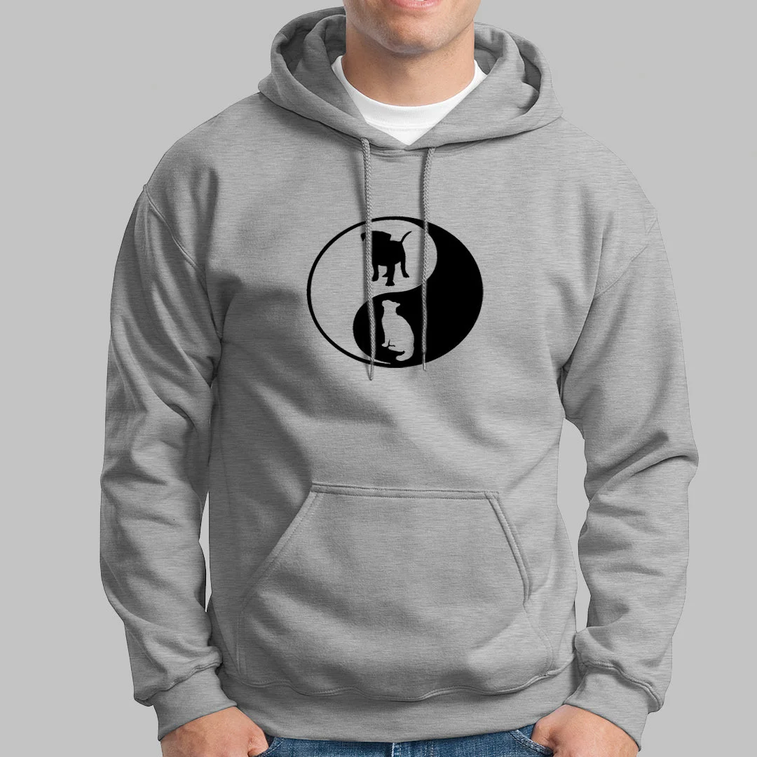 Yin Yang Dog And Cat Hoodies For Men