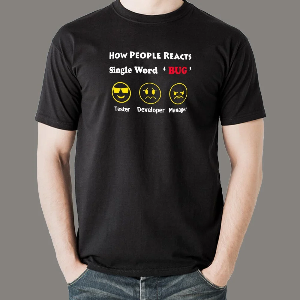 Coding Bug Reaction Tee - Humor in the Chaos
