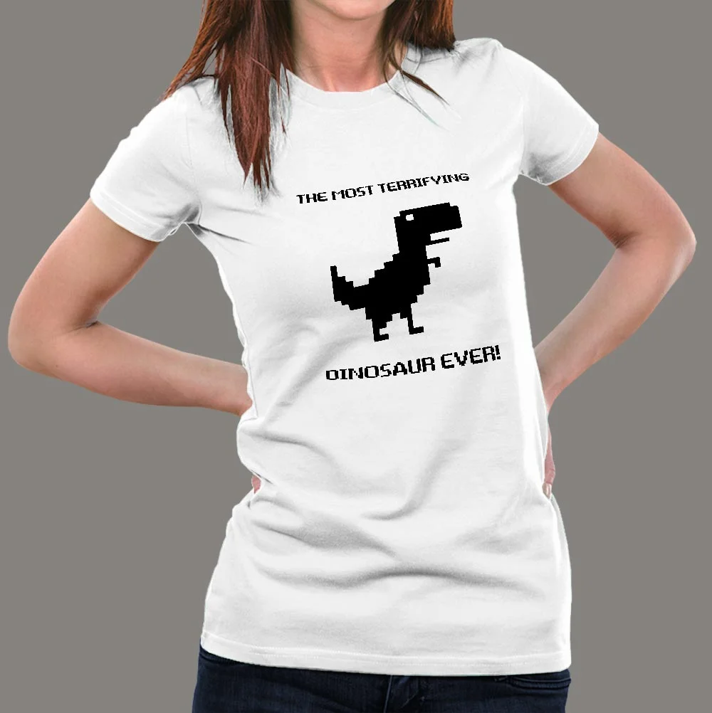 Google Chrome Offline Dinosaur T-Shirts For Women