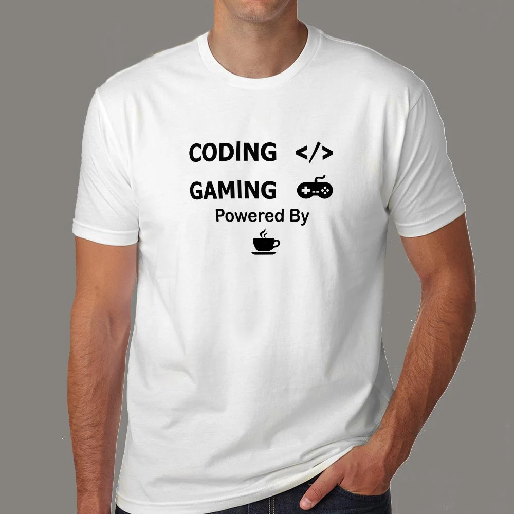 Coffee-Fueled Coding & Gaming T-Shirt - Power Up