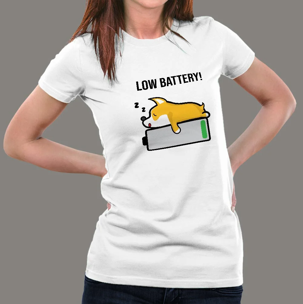 Pembroke Welsh Corgi Sleeping Low Battery T-Shirt For Women